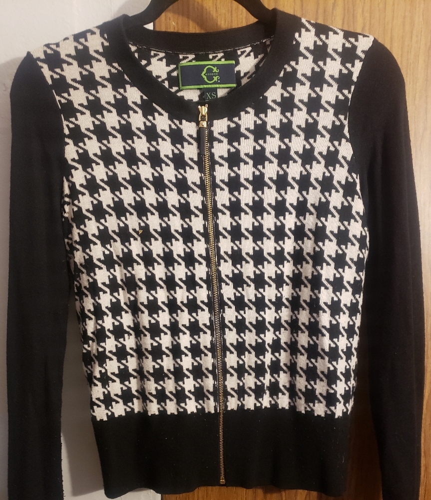 C. Wonder Black and White w/ Gold Zip Cardigan